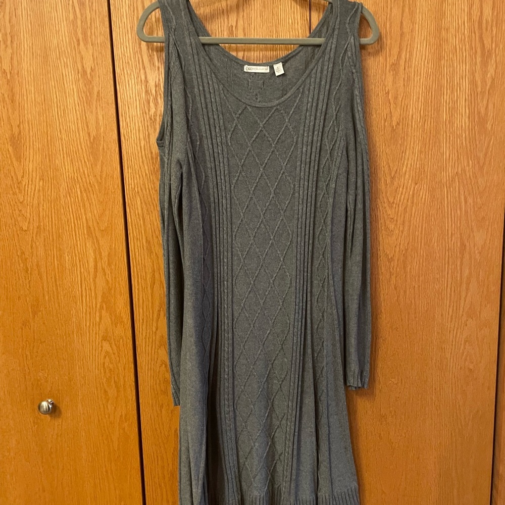 Cato Grey sweater dress with cold shoulder